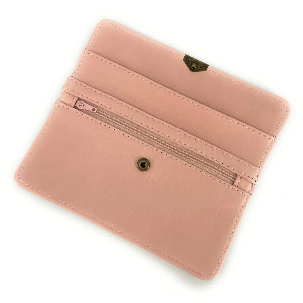 Pochette porte-monnaie en cuir lisse IMPRO Rose nude