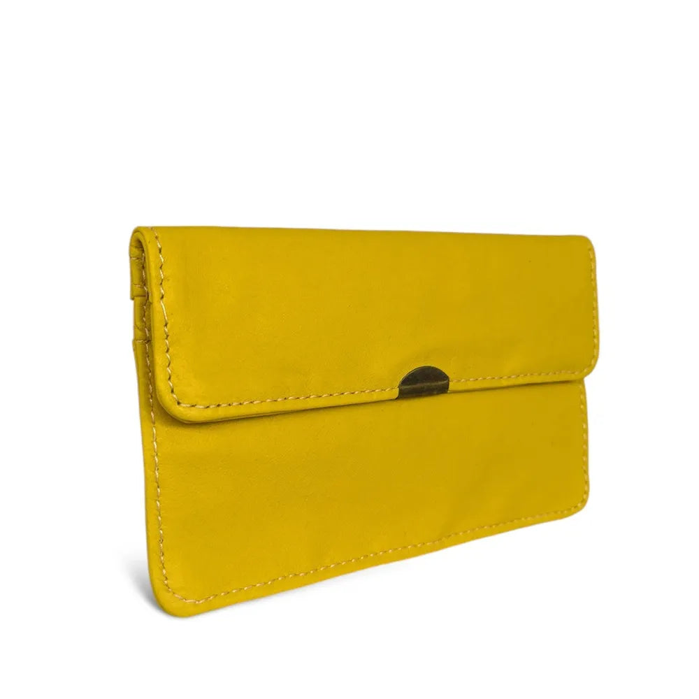 Pochette porte-monnaie en cuir lisse IMPRO Jaune tournesol