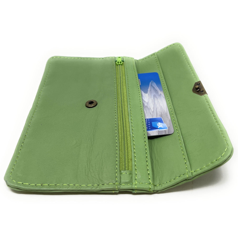 Pochette porte-monnaie en cuir lisse IMPRO Vert amande