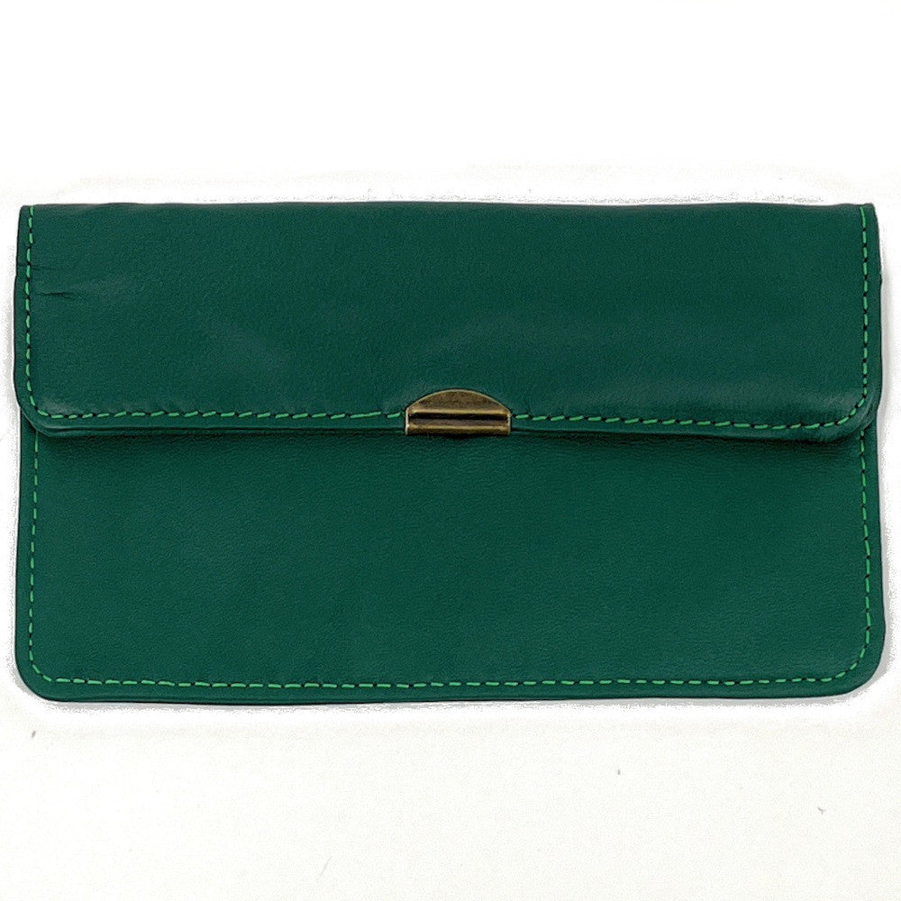Pochette porte-monnaie en cuir lisse IMPRO Vert forêt