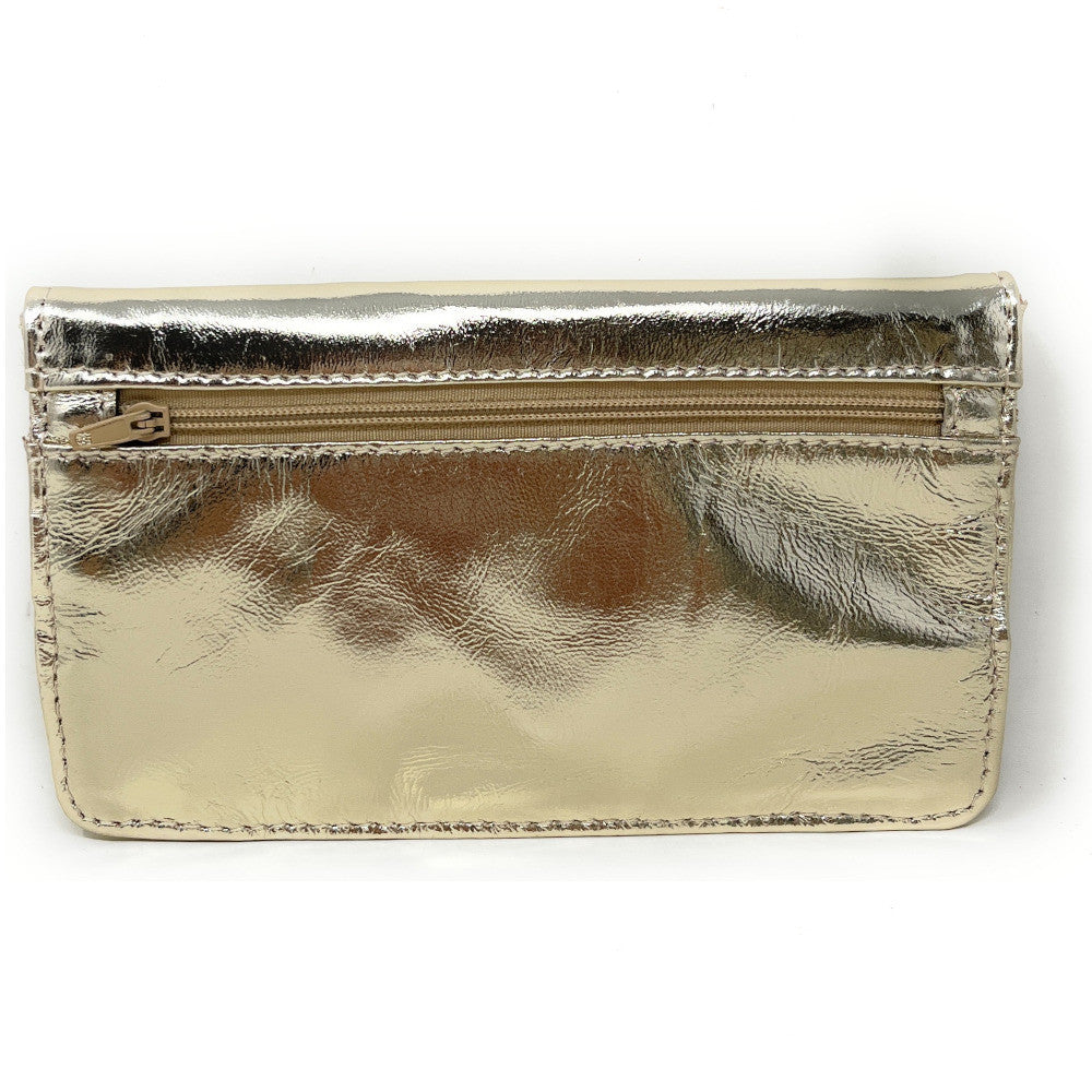 Pochette porte-monnaie en cuir lisse IMPRO Or pâle