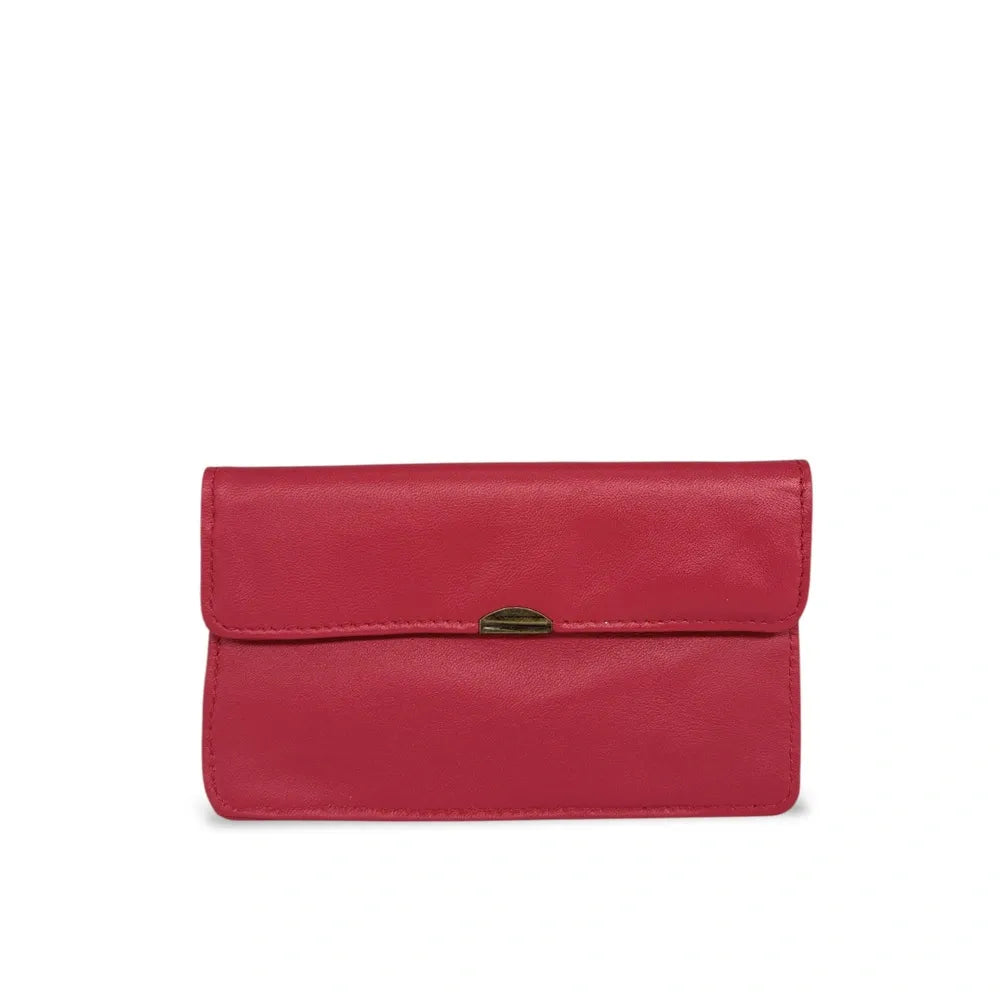 Pochette porte-monnaie en cuir lisse IMPRO Rouge magenta