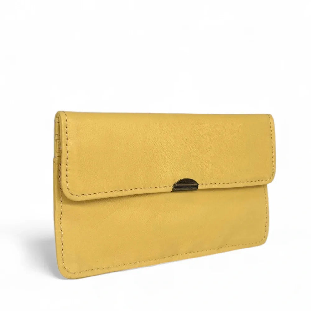 Pochette porte-monnaie en cuir lisse IMPRO Jaune pastel