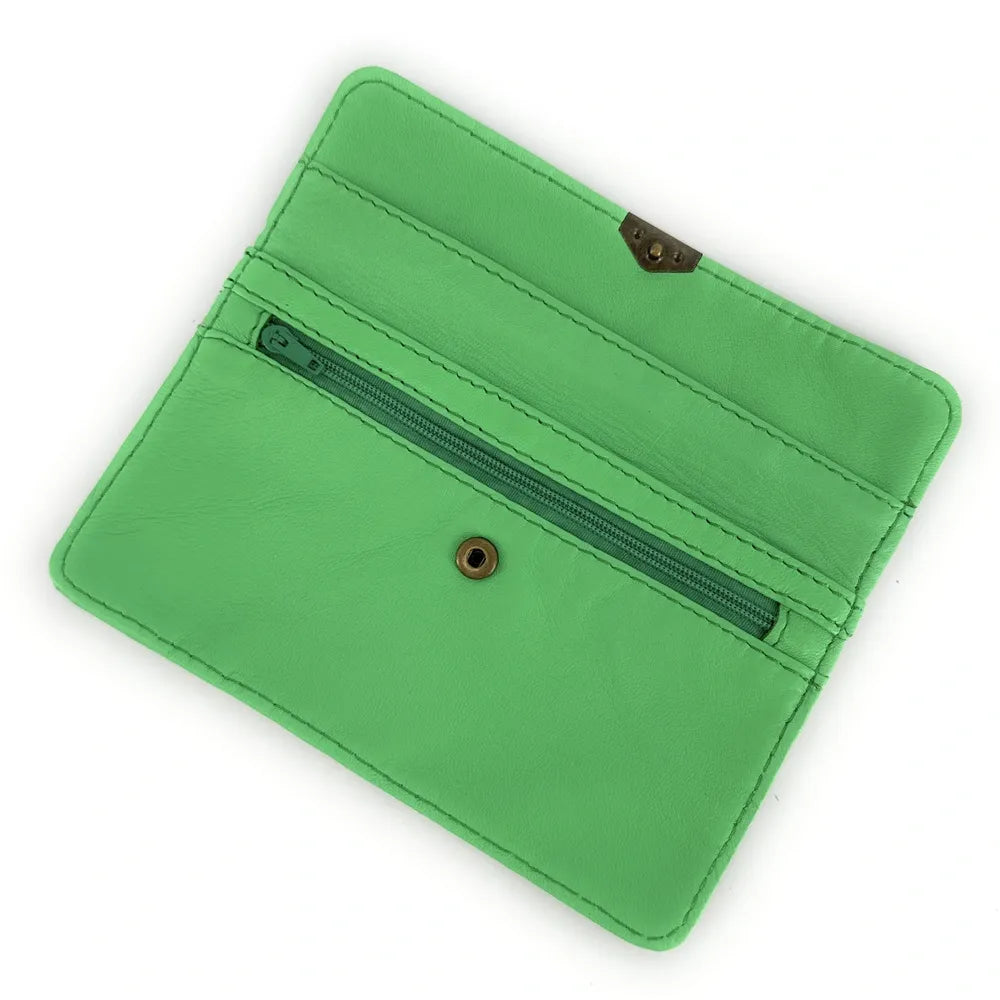 Pochette porte-monnaie en cuir lisse IMPRO Vert menthe