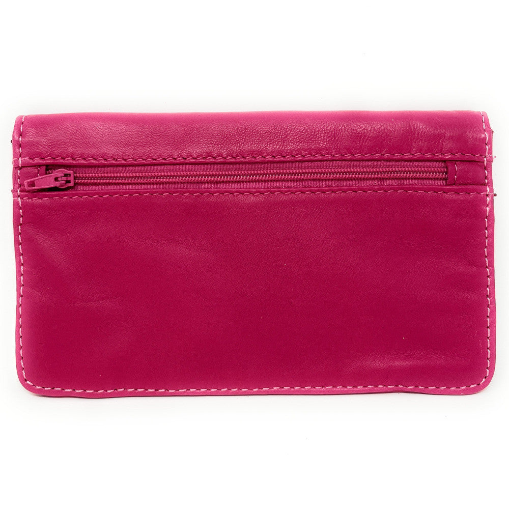 Pochette porte-monnaie en cuir lisse IMPRO Rose bonbon