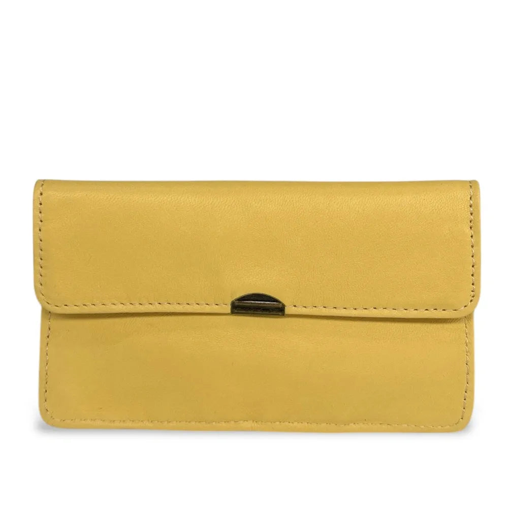 Pochette porte-monnaie en cuir lisse IMPRO Jaune pastel