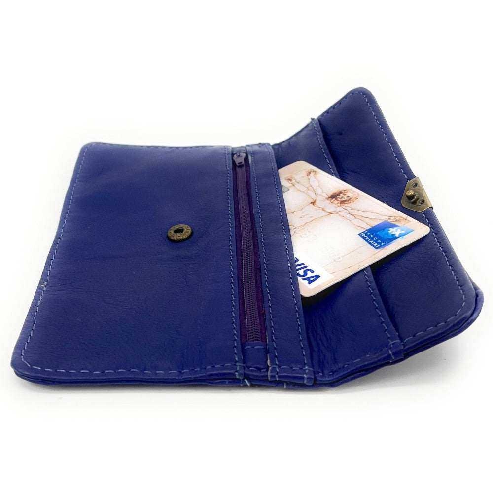 Pochette porte-monnaie en cuir lisse IMPRO Bleu profond