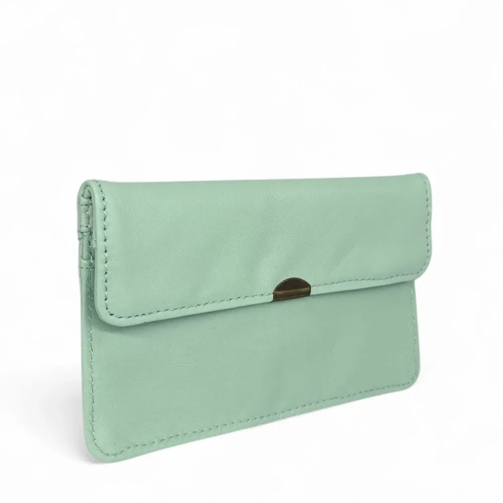 Pochette porte-monnaie en cuir lisse IMPRO Vert pastel