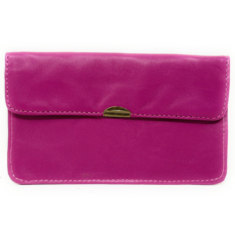 Pochette porte-monnaie en cuir lisse IMPRO Rose fuchsia