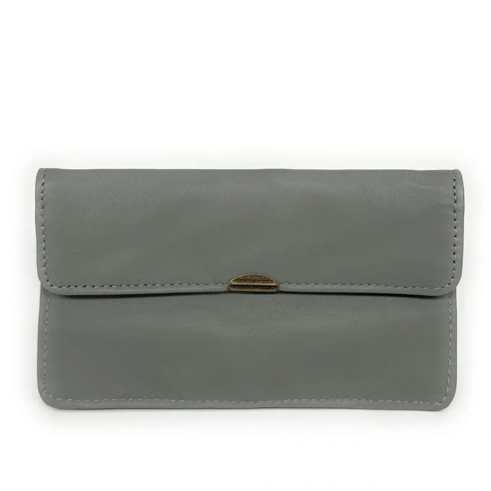 Pochette porte-monnaie en cuir lisse IMPRO Kaki clair