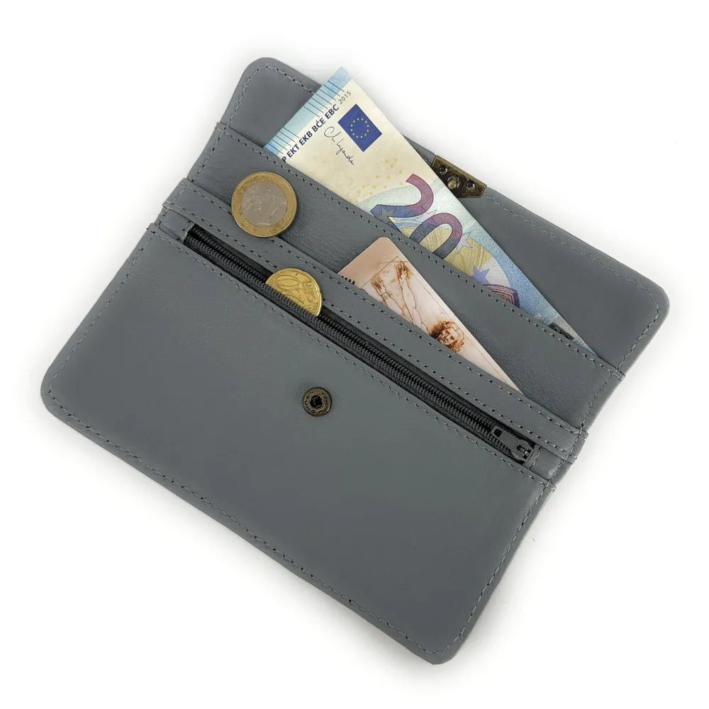 Pochette porte-monnaie en cuir lisse IMPRO Gris pigeon