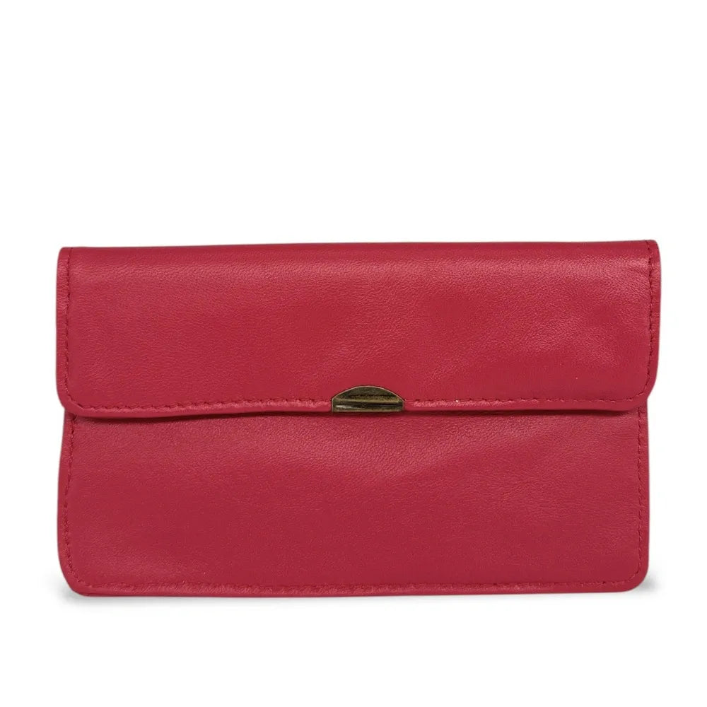 Pochette porte-monnaie en cuir lisse IMPRO Rouge magenta