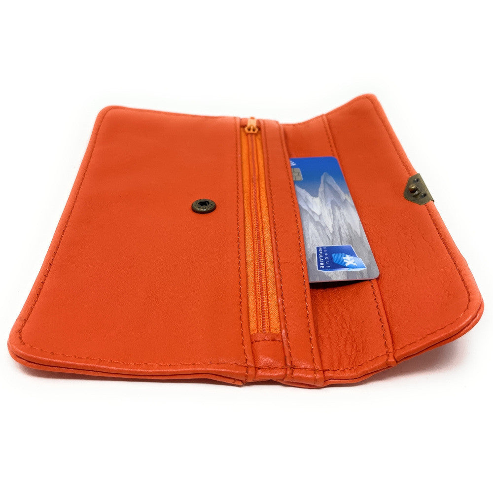 Pochette porte-monnaie en cuir lisse IMPRO Orange
