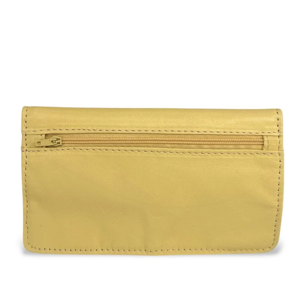Pochette porte-monnaie en cuir lisse IMPRO Jaune pastel