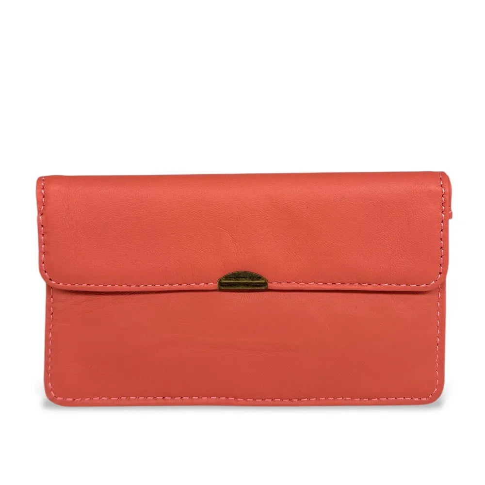 Pochette porte-monnaie en cuir lisse IMPRO Rouge brique