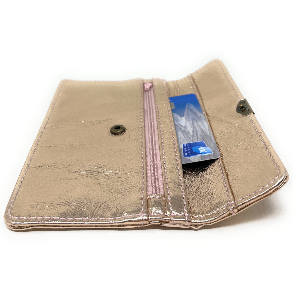 Pochette porte-monnaie en cuir lisse IMPRO Rose gold