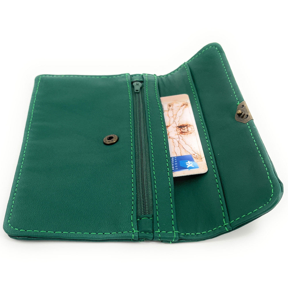 Pochette porte-monnaie en cuir lisse IMPRO Vert forêt