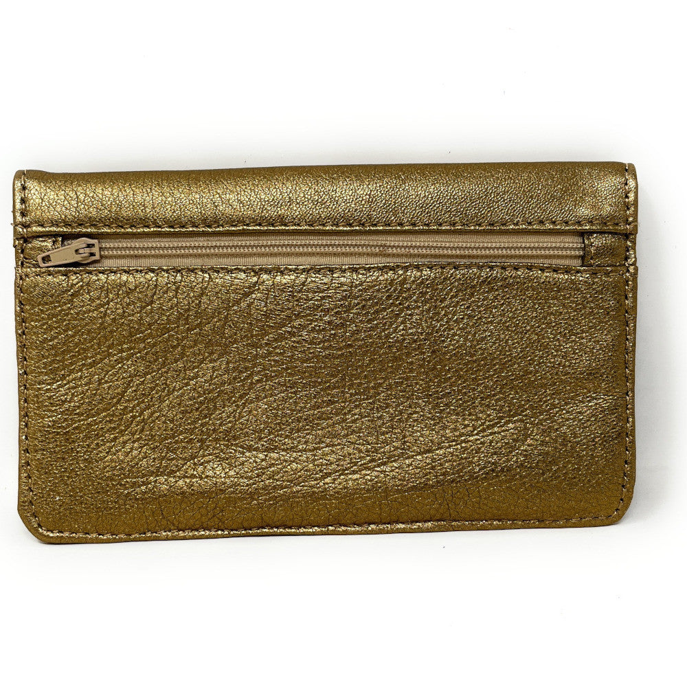 Pochette porte-monnaie en cuir lisse IMPRO Or vieilli