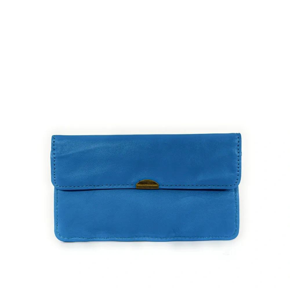 Pochette porte-monnaie en cuir lisse IMPRO Bleu cobalt
