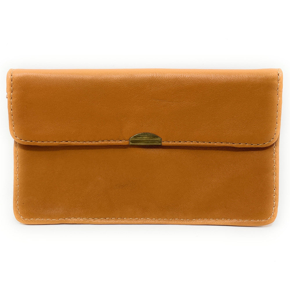 Pochette porte-monnaie en cuir lisse IMPRO Camel