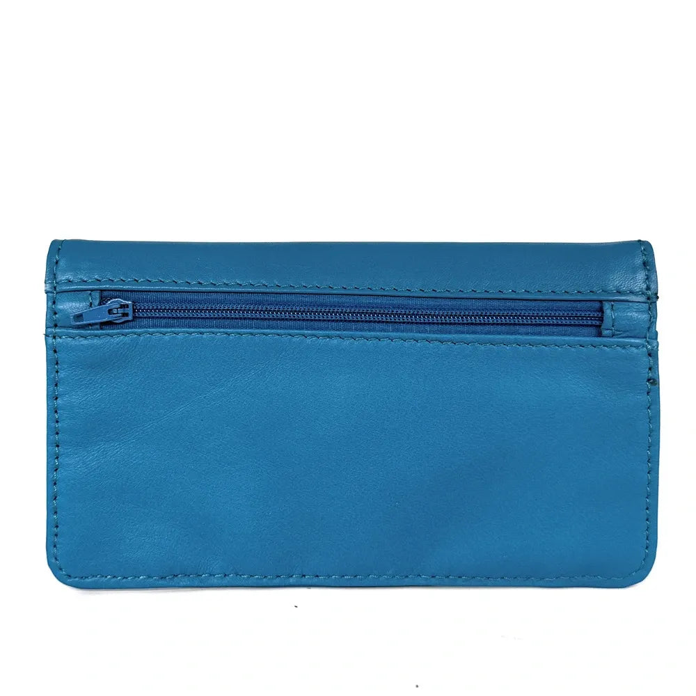 Pochette porte-monnaie en cuir lisse IMPRO Bleu cobalt