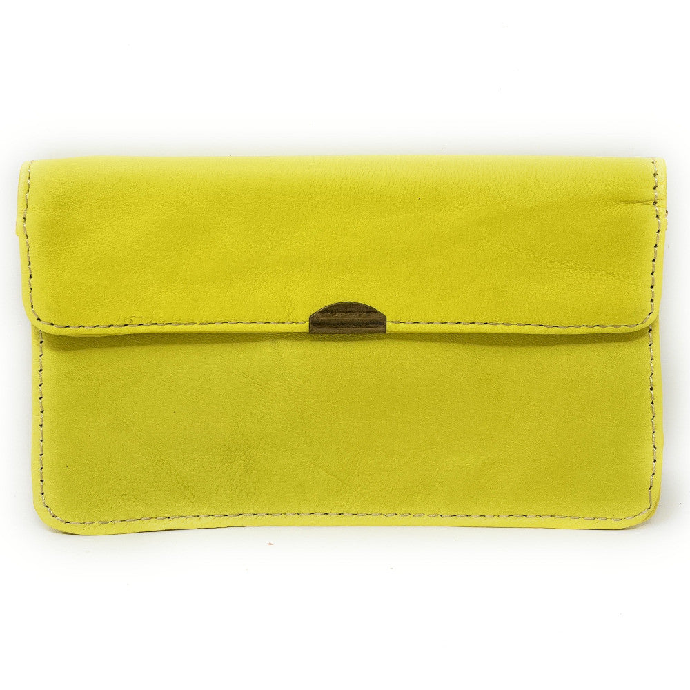 Pochette porte-monnaie en cuir lisse IMPRO Jaune citron