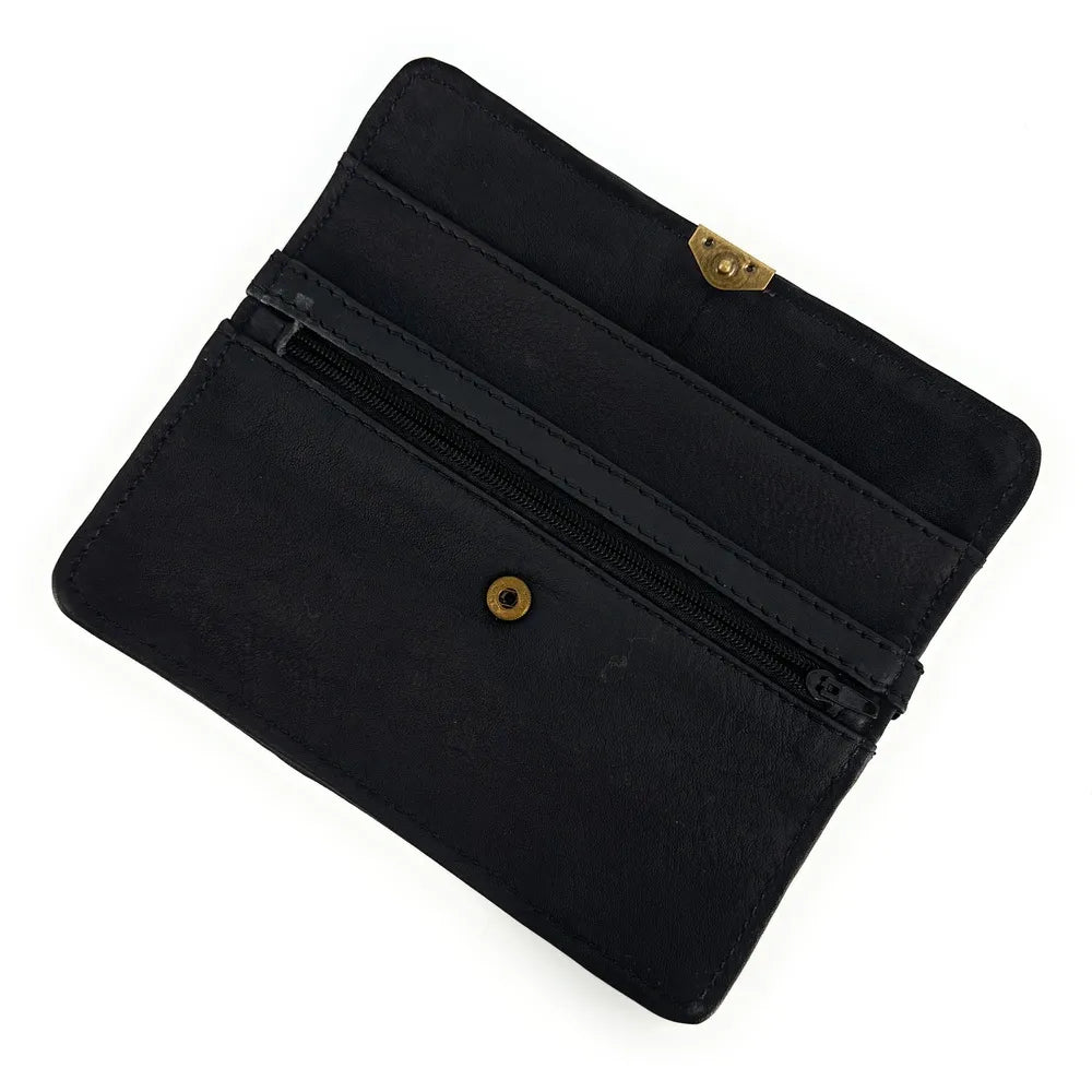Pochette porte-monnaie en cuir lisse IMPRO Noir