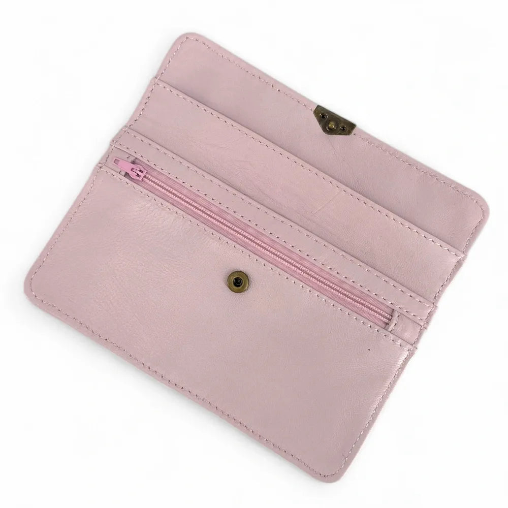 Pochette porte-monnaie en cuir lisse IMPRO Rose pâle