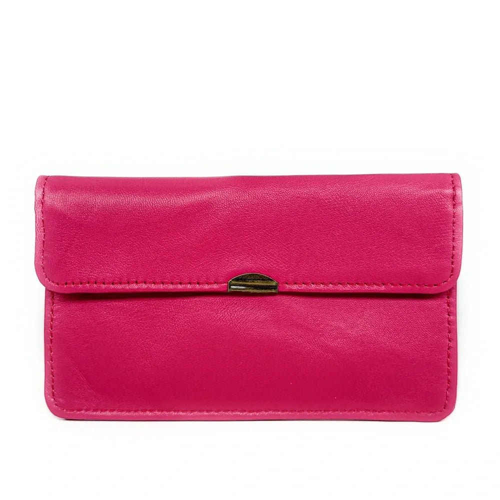 Pochette porte-monnaie en cuir lisse IMPRO Rose intense