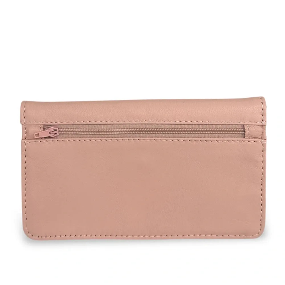 Pochette porte-monnaie en cuir lisse IMPRO Rose nude