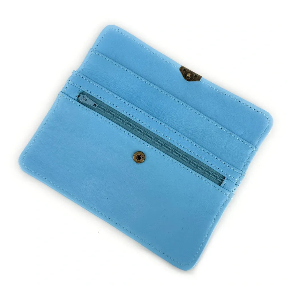 Pochette porte-monnaie en cuir lisse IMPRO Bleu pastel