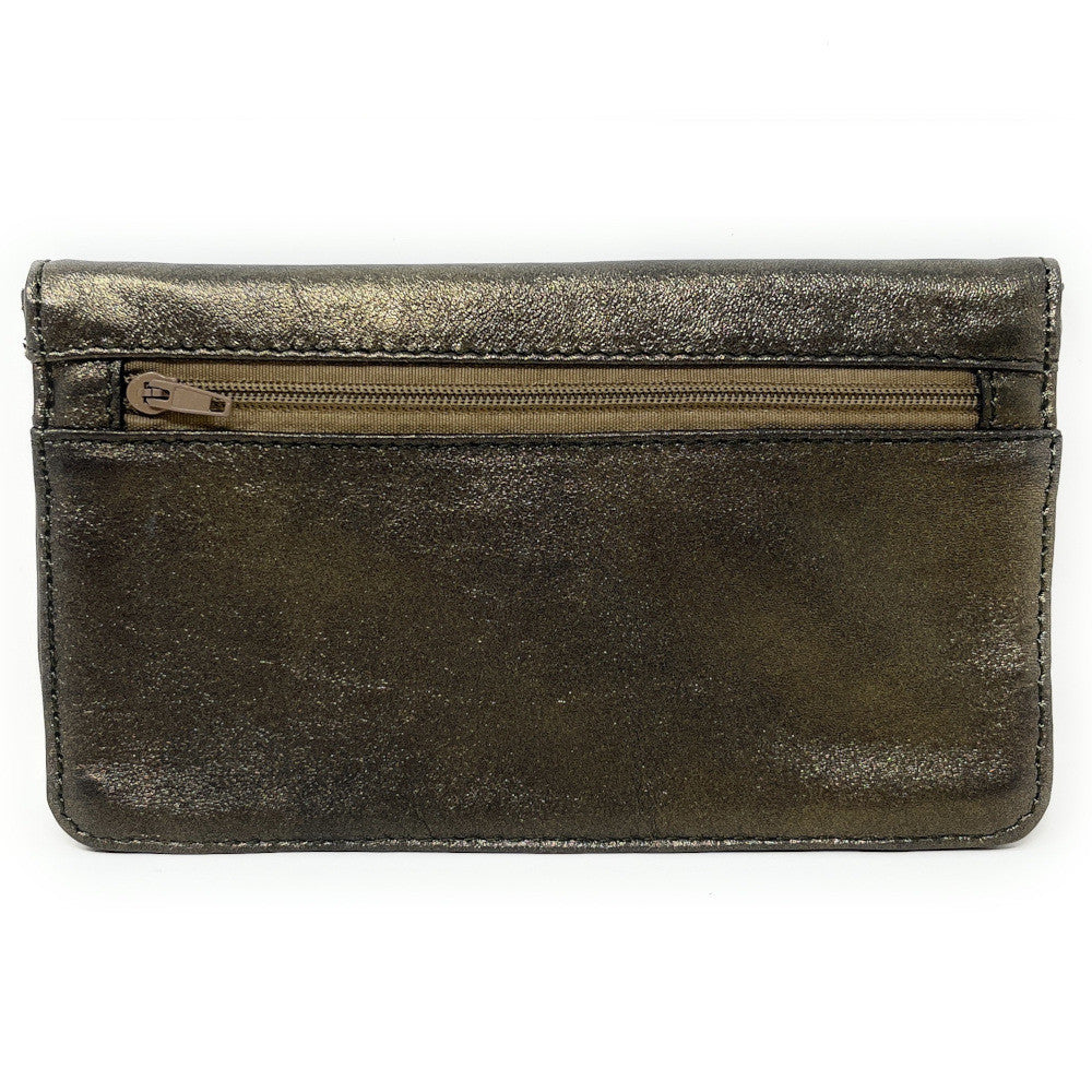 Pochette porte-monnaie en cuir lisse IMPRO Bronze