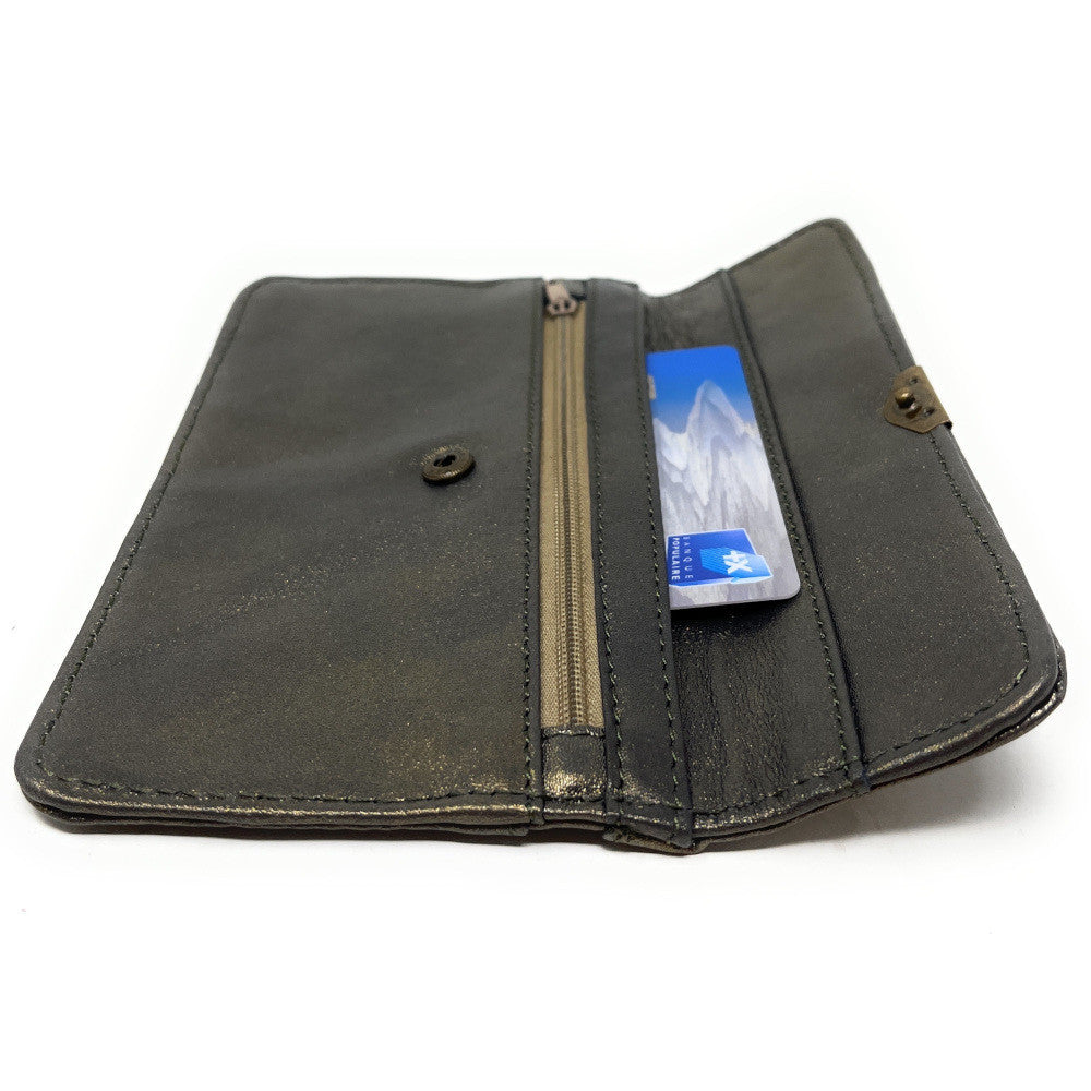 Pochette porte-monnaie en cuir lisse IMPRO Bronze