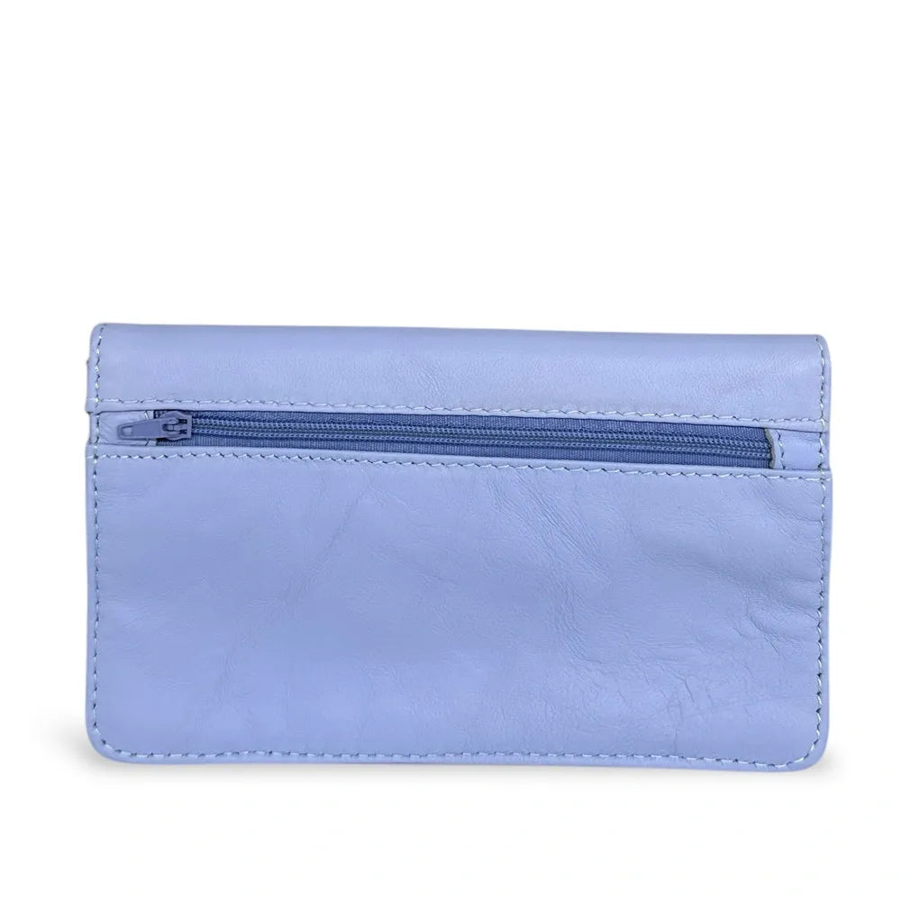 Pochette porte-monnaie en cuir lisse IMPRO Bleu lavande