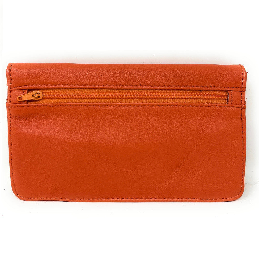 Pochette porte-monnaie en cuir lisse IMPRO Orange