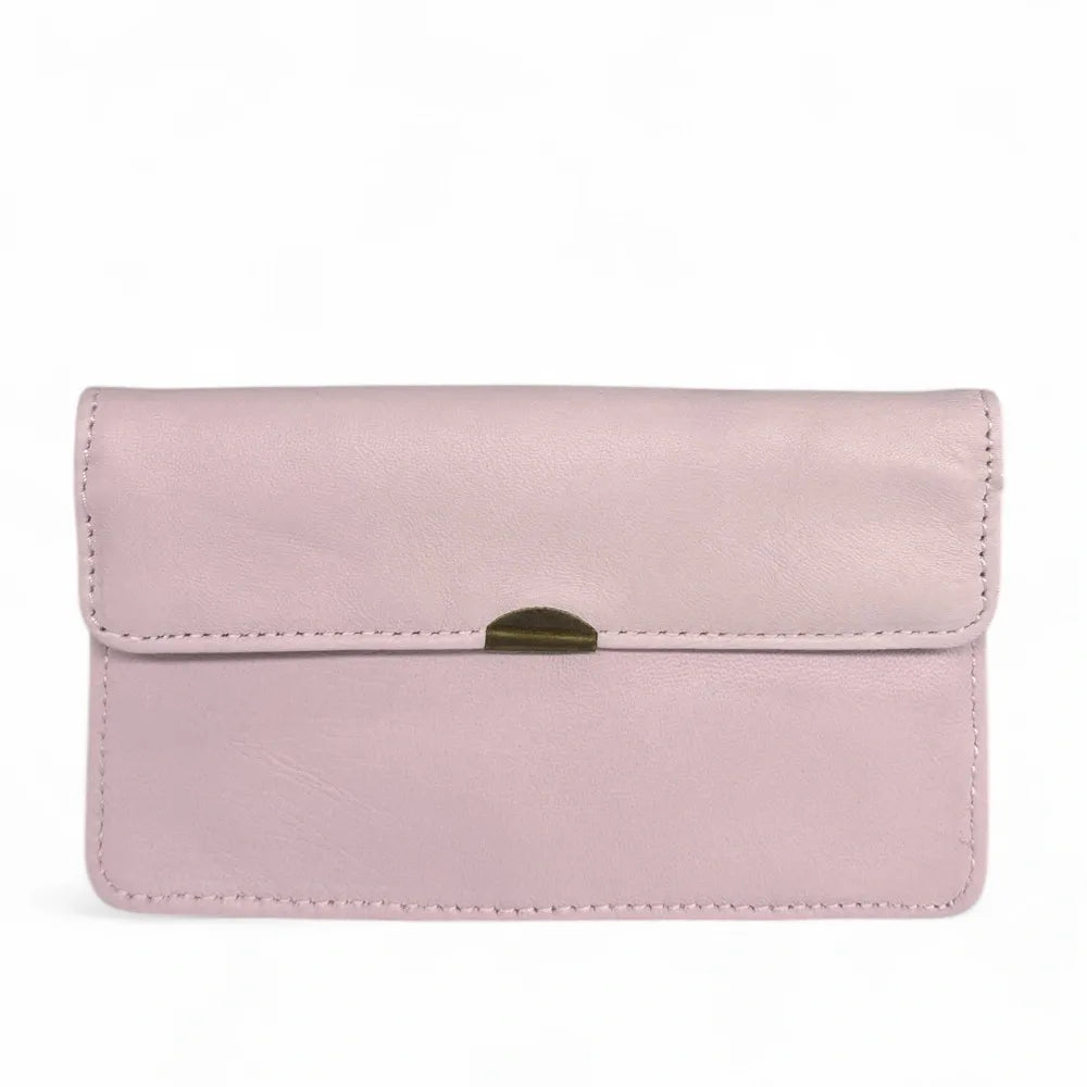 Pochette porte-monnaie en cuir lisse IMPRO Rose pâle