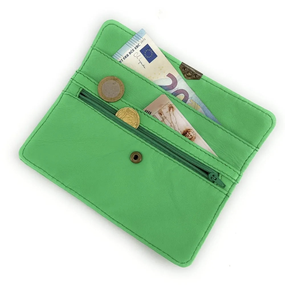 Pochette porte-monnaie en cuir lisse IMPRO Vert menthe