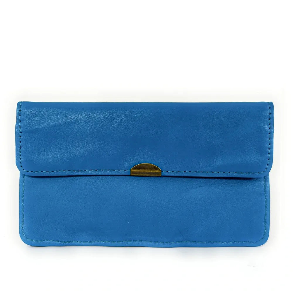 Pochette porte-monnaie en cuir lisse IMPRO Bleu cobalt