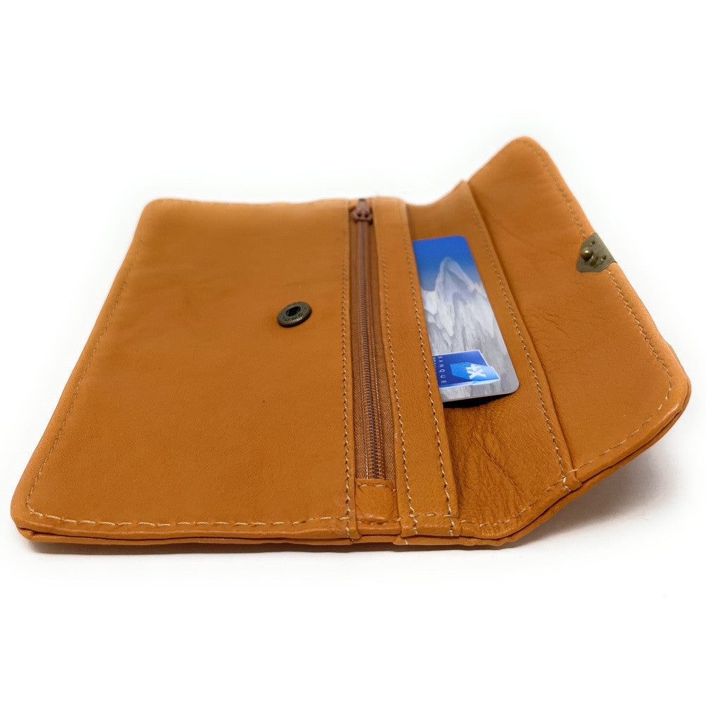 Pochette porte-monnaie en cuir lisse IMPRO Camel