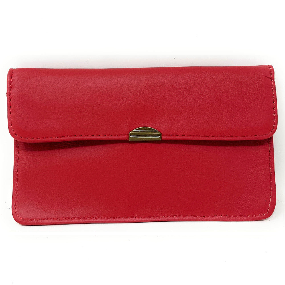 Pochette porte-monnaie en cuir lisse IMPRO Rouge garance