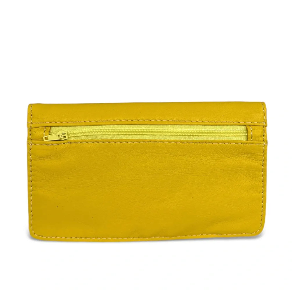 Pochette porte-monnaie en cuir lisse IMPRO Jaune tournesol