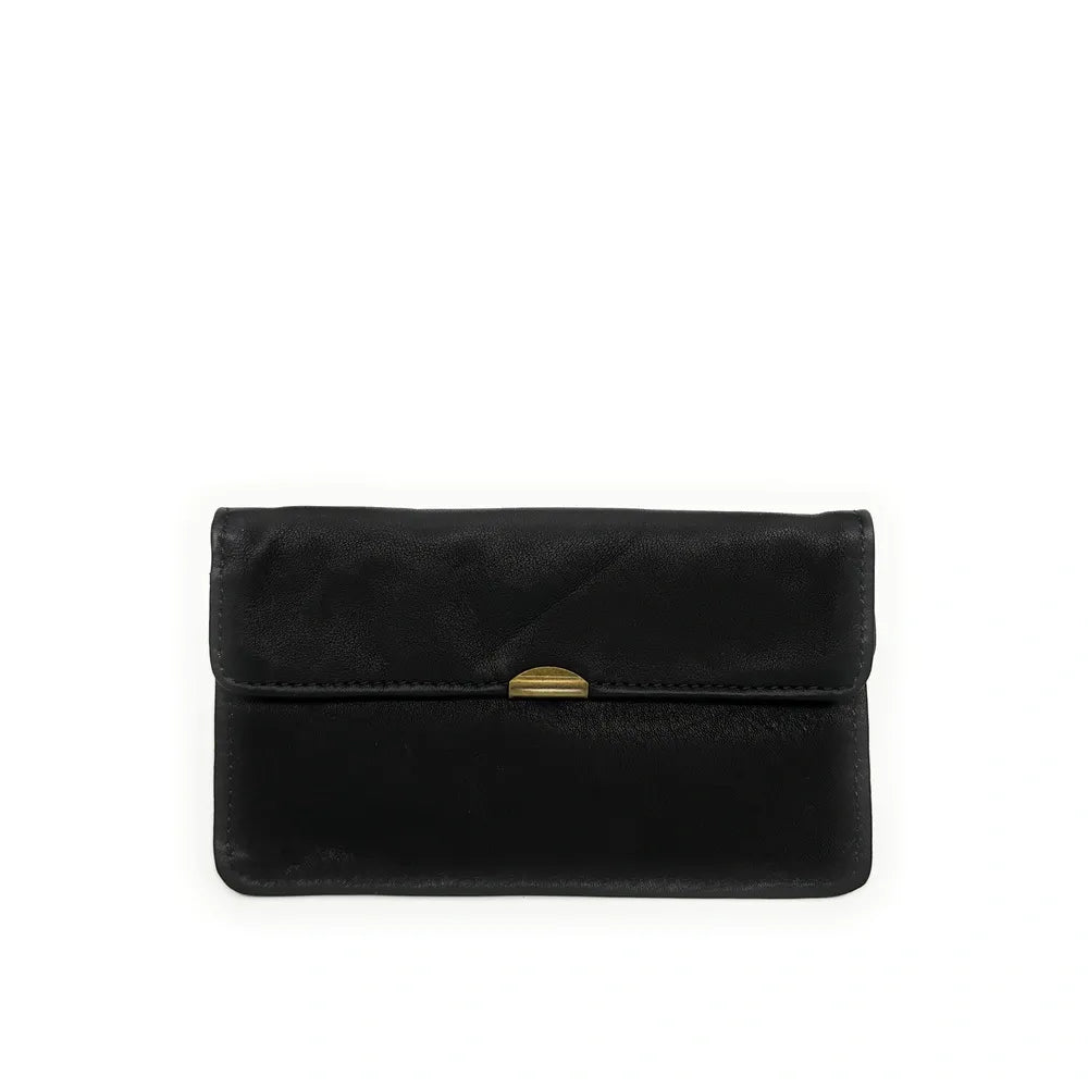 Pochette porte-monnaie en cuir lisse IMPRO Noir