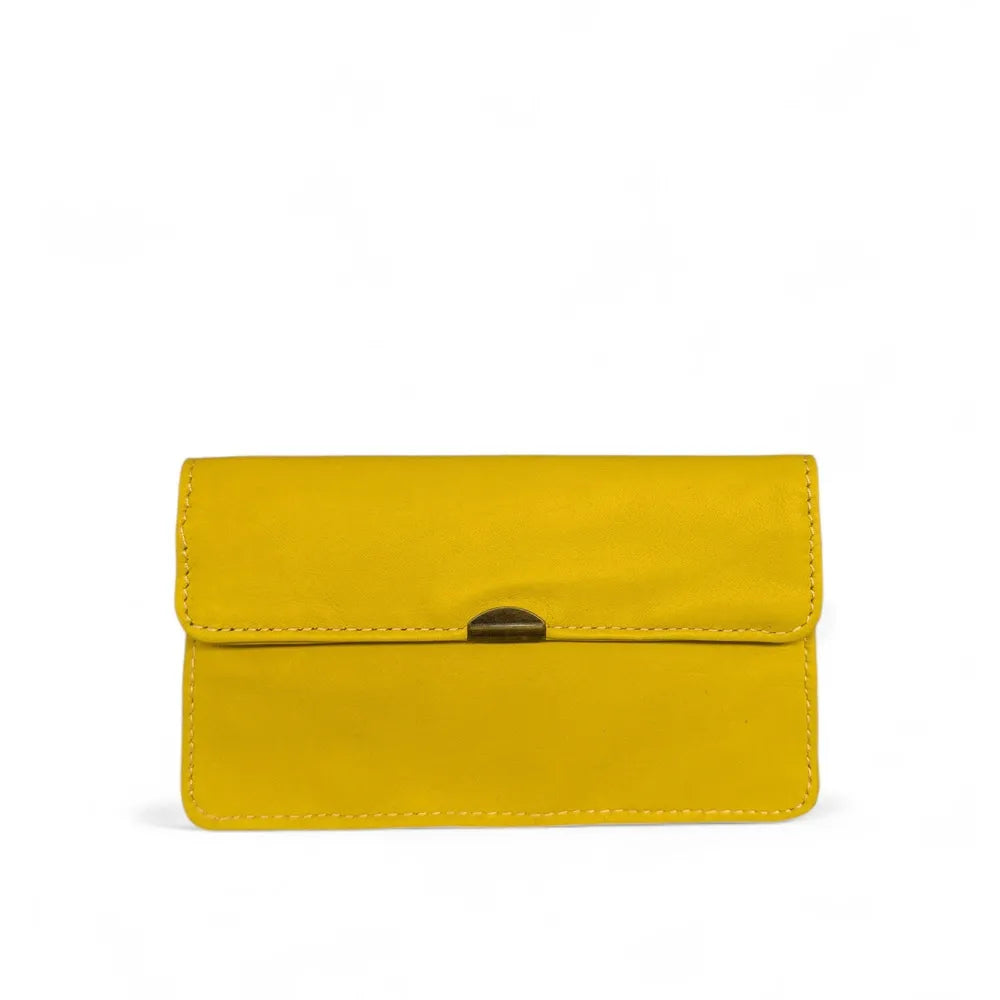 Pochette porte-monnaie en cuir lisse IMPRO Jaune tournesol