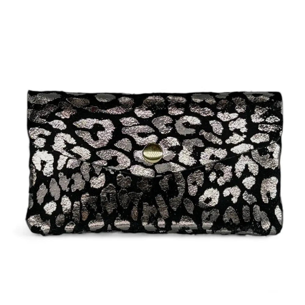 Pochette porte-monnaie en croûte de cuir COMBI LEO Noir
