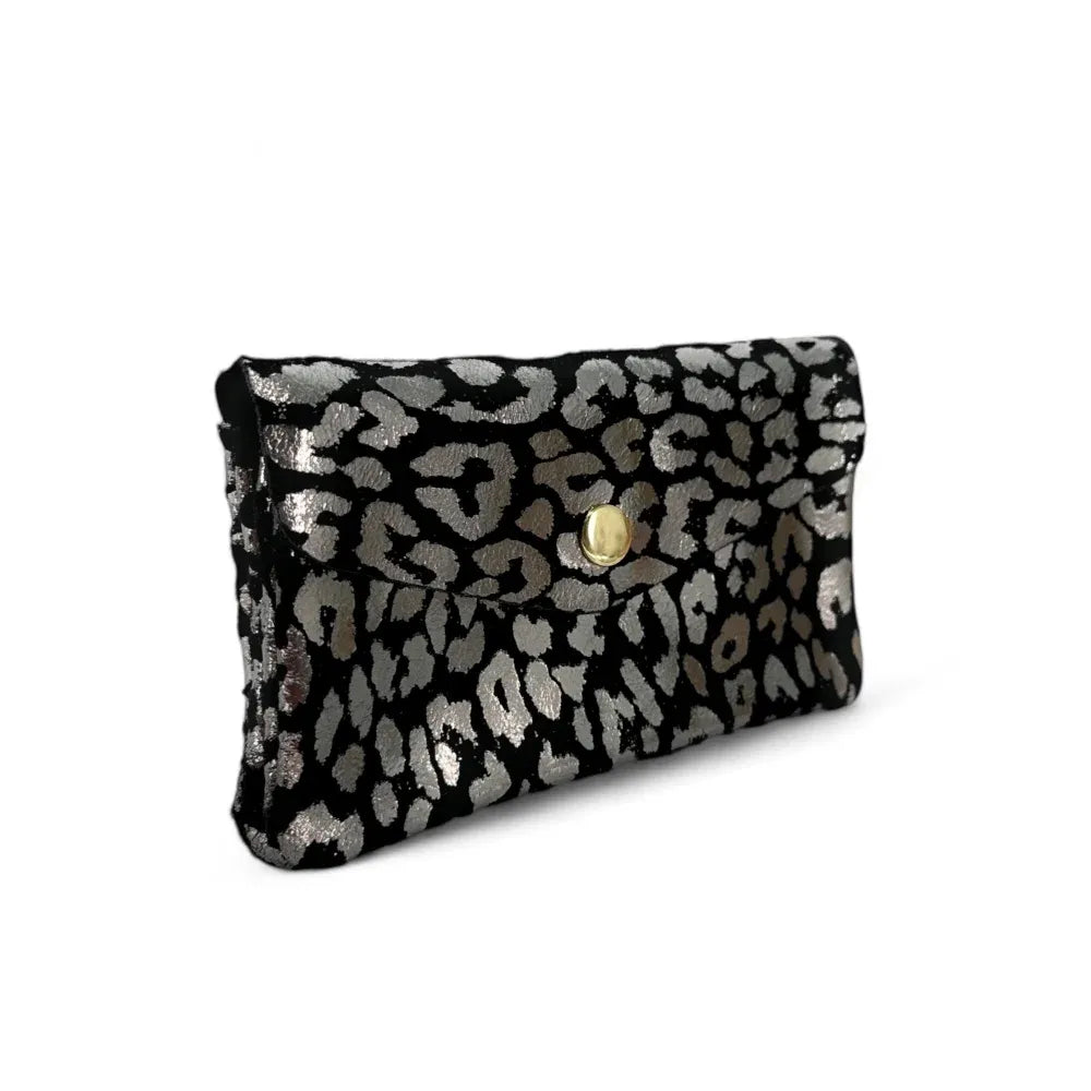 Pochette porte-monnaie en croûte de cuir COMBI LEO Noir