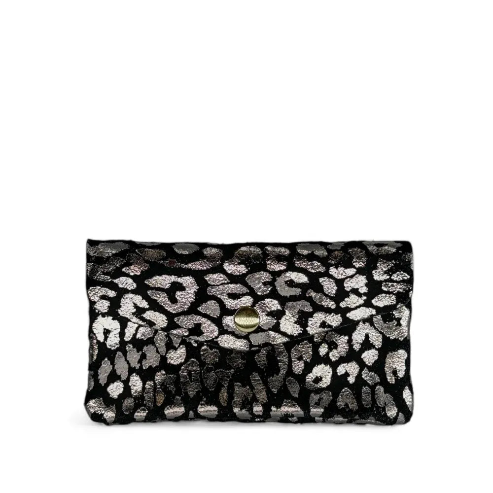 Pochette porte-monnaie en croûte de cuir COMBI LEO Noir
