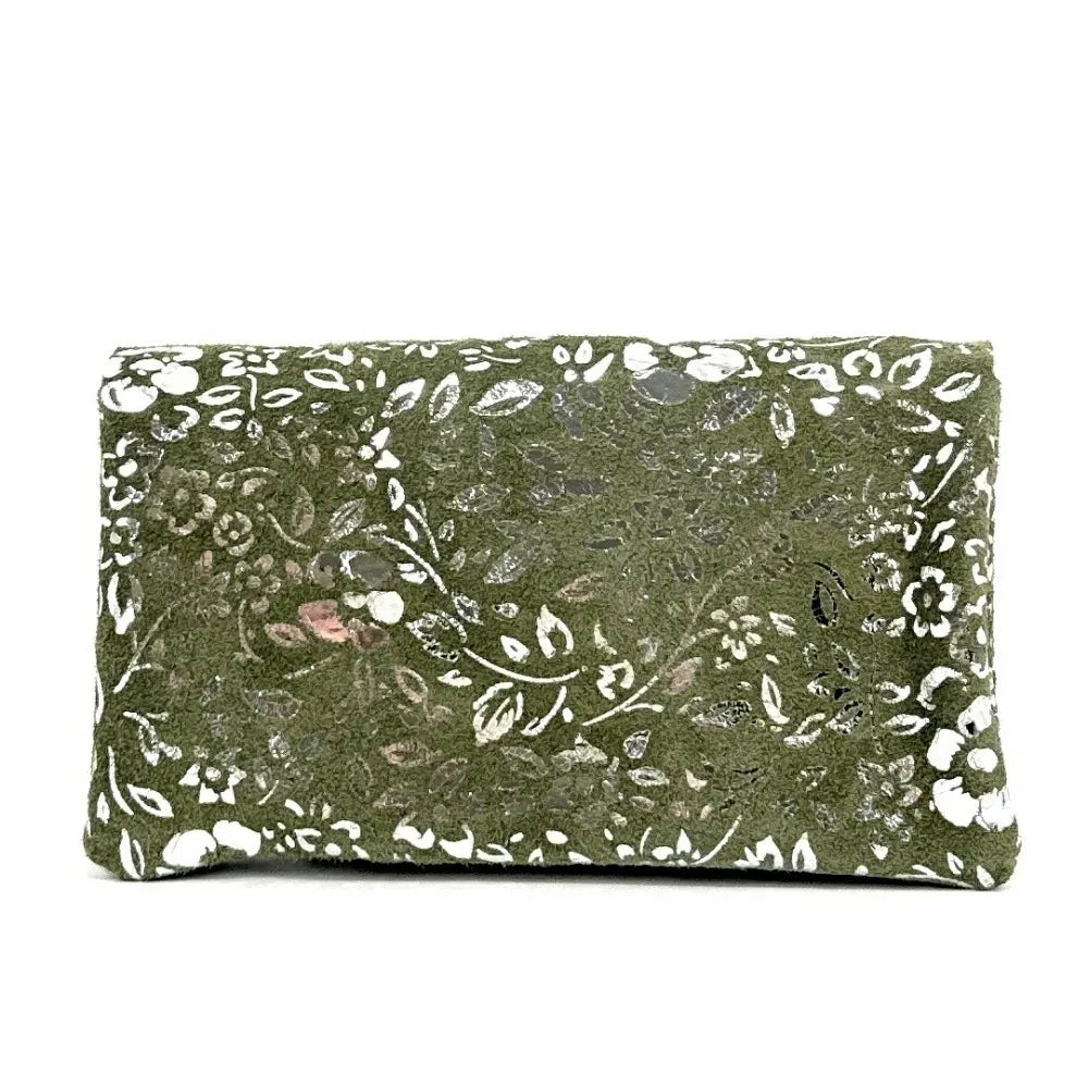 Pochette porte-monnaie en croûte de cuir COMPO BLOOM Kaki
