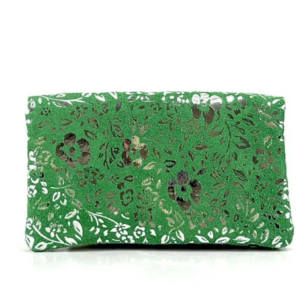 Pochette porte-monnaie en croûte de cuir COMPO BLOOM Vert anglais