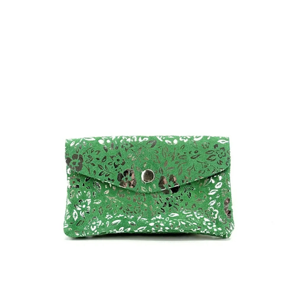 Pochette porte-monnaie en croûte de cuir COMPO BLOOM Vert anglais