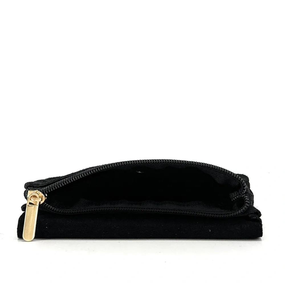 Pochette porte-monnaie en croûte de cuir COMPO SUEDE Noir